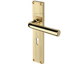 Heritage Brass Octave Reeded Door Handles On Backplate, Polished Brass - RR3700-PB (sold in pairs)