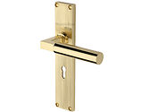 Heritage Brass Bauhaus Reeded Door Handles On Backplate, Polished Brass - RR7300-PB (sold in pairs)