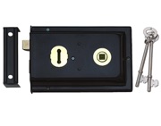 Eurospec Rim Lock With Keyhole, Black Japanned Finish - RSE8053JAP
