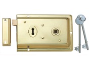 Eurospec Rim Lock With Keyhole, Polished Brass - RSE8053PB
