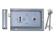Eurospec Rim Lock With Keyhole, Satin Chrome - RSE8053SC