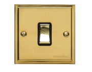 M Marcus Electrical Elite Stepped Plate 1 Gang Switches, Polished Brass, Black Or White Trim - S01.800.PB