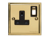 M Marcus Electrical Elite Stepped Plate 1 Gang Sockets, Polished Brass, Black Or White Trim - S01.840.PB
