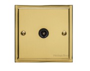 M Marcus Electrical Elite Stepped Plate 1 Gang TV/Coaxial Sockets, Polished Brass, Black Or White Trim - S01.921/923