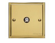 M Marcus Electrical Elite Stepped Plate 1 Gang Satellite Sockets, Polished Brass, Black Or White Trim - S01.925.PB