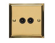 M Marcus Electrical Elite Stepped Plate 2 Gang TV/Coaxial Sockets, Polished Brass, Black Or White Trim - S01.922/924