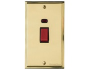M Marcus Electrical Elite Stepped Plate Tall Cooker Switches (With Neon), Polished Brass, Black Or White Trim - S01.961