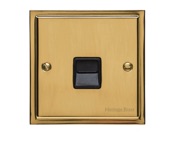 M Marcus Electrical Elite Stepped Plate 1 Gang Telephone & Data Sockets, Polished Brass, Black Or White Trim - S01.966/967