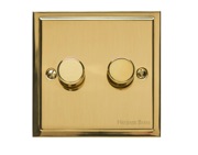 M Marcus Electrical Elite Stepped Plate 2 Gang Dimmer Switches, Polished Brass, 250 Watts OR 400 Watts - S01.972