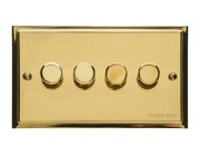 M Marcus Electrical Elite Stepped Plate 4 Gang Dimmer Switches, Polished Brass, 250 Watts OR 400 Watts - S01.974
