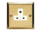 M Marcus Electrical Elite Stepped Plate Lamp Sockets (Un-Switched Round Pin), Polished Brass, Black Or White Trim - S01.982.PB