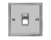 M Marcus Electrical Elite Stepped Plate 1 Gang Switches, Polished Chrome, Black Or White Trim - S02.800.PC