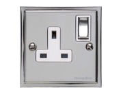 M Marcus Electrical Elite Stepped Plate 1 Gang Sockets, Polished Chrome, Black Or White Trim - S02.840.PC