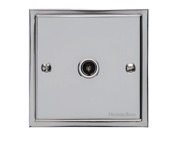 M Marcus Electrical Elite Stepped Plate 1 Gang TV/Coaxial Sockets, Polished Chrome, Black Or White Trim - S02.921/923.PC