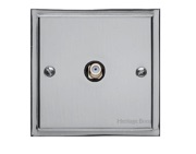 M Marcus Electrical Elite Stepped Plate 1 Gang Satellite Sockets, Polished Chrome, Black Or White Trim - S02.925.PC