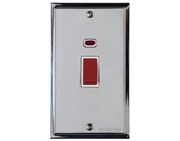 M Marcus Electrical Elite Stepped Plate Tall Cooker Switches (With Neon), Polished Chrome, Black Or White Trim - S02.961.PC