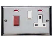 M Marcus Electrical Elite Stepped Plate Cooker Switches (With Socket & Neons), Polished Chrome, Black Or White Trim - S02.962.PC