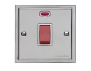 M Marcus Electrical Elite Stepped Plate 20 Amp D.P. (With Neon) Switches, Polished Chrome, Black Or White Trim - S02.806.PC