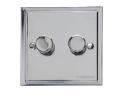 M Marcus Electrical Elite Stepped Plate 2 Gang Dimmer Switches, Polished Chrome, 250 Watts OR 400 Watts - S02.972/250