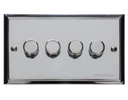 M Marcus Electrical Elite Stepped Plate 4 Gang Dimmer Switches, Polished Chrome, 250 Watts OR 400 Watts - S02.974/250
