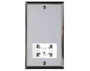 M Marcus Electrical Elite Stepped Plate Shaver Sockets (Dual Output), Polished Chrome, Black Or White Trim - S02.985.PC