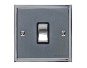 M Marcus Electrical Elite Stepped Plate 1 Gang Switches, Satin Chrome Dual Finish, Black Or White Trim - S03.800.SCPC