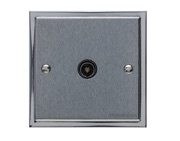 M Marcus Electrical Elite Stepped Plate 1 Gang TV/Coaxial Sockets, Satin Chrome Dual Finish, Black Or White Trim - S03.921/923