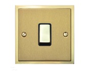 M Marcus Electrical Elite Stepped Plate 1 Gang Switches, Satin Brass Dual Finish, Black Or White Trim - S04.800.SB