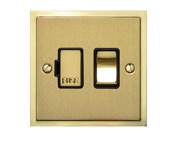 M Marcus Electrical Elite Stepped Plate Fused Spurs (Switched), Satin Brass Dual Finish, Black Or White Trim - S04.835.SB