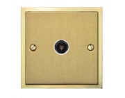 M Marcus Electrical Elite Stepped Plate 1 Gang TV/Coaxial Sockets, Satin Brass Dual Finish, Black Or White Trim - S04.921/923