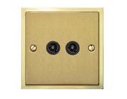 M Marcus Electrical Elite Stepped Plate 2 Gang TV/Coaxial Sockets, Satin Brass Dual Finish, Black Or White Trim - S04.922/924