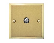 M Marcus Electrical Elite Stepped Plate 1 Gang Satellite Sockets, Satin Brass Dual Finish, Black Or White Trim - S04.925.SB