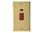 M Marcus Electrical Elite Stepped Plate Tall Cooker Switches (With Neon), Satin Brass Dual Finish, Black Or White Trim - S04.961.SB