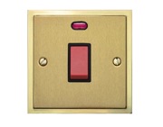 M Marcus Electrical Elite Stepped Plate Cooker Switches (With Neon), Satin Brass Dual Finish, Black Or White Trim - S04.963.SB
