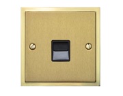 M Marcus Electrical Elite Stepped Plate 1 Gang Telephone & Data Sockets, Satin Brass Dual Finish, Black Or White Trim - S04.966/967