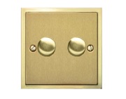 M Marcus Electrical Elite Stepped Plate 2 Gang Dimmer Switches, Satin Brass Dual Finish, 250 Watts OR 400 Watts - S04.972