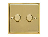 M Marcus Electrical Elite Stepped Plate 2 Gang Trailing Edge Dimmer Switch, Satin Brass Dual Finish - S04.972.TED