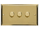 M Marcus Electrical Elite Stepped Plate 3 Gang Trailing Edge Dimmer Switch, Satin Brass Dual Finish - S04.973.TED