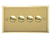 M Marcus Electrical Elite Stepped Plate 4 Gang Dimmer Switches, Satin Brass Dual Finish, 250 Watts OR 400 Watts - S04.974