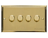 M Marcus Electrical Elite Stepped Plate 4 Gang Trailing Edge Dimmer Switch, Satin Brass Dual Finish - S04.974.TED