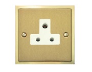 M Marcus Electrical Elite Stepped Plate Lamp Sockets (Un-Switched Round Pin), Satin Brass Dual Finish, Black Or White Trim - S04.982.SB