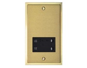 M Marcus Electrical Elite Stepped Plate Shaver Sockets (Dual Output), Satin Brass Dual Finish, Black Or White Trim - S04.985.SB