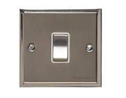 M Marcus Electrical Elite Stepped Plate 1 Gang Switches, Satin Nickel Dual Finish, Black Or White Trim - S05.800.SN