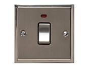 M Marcus Electrical Elite Stepped Plate 20 Amp D.P. (With Neon) Switches, Satin Nickel Dual Finish, Black Or White Trim - S05.806.SN