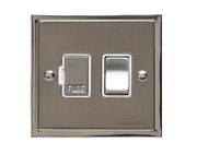 M Marcus Electrical Elite Stepped Plate Fused Spurs (Switched), Satin Nickel Dual Finish, Black Or White Trim - S05.835.SN