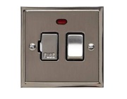 M Marcus Electrical Elite Stepped Plate Fused Spurs (Switched With Neon), Satin Nickel Dual Finish, Black Or White Trim - S05.836.SN