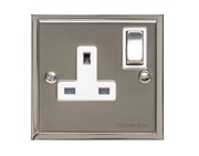 M Marcus Electrical Elite Stepped Plate 1 Gang Sockets, Satin Nickel Dual Finish, Black Or White Trim - S05.840.SN