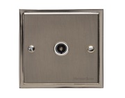 M Marcus Electrical Elite Stepped Plate 1 Gang TV/Coaxial Sockets, Satin Nickel Dual Finish, Black Or White Trim - S05.921/923