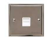 M Marcus Electrical Elite Stepped Plate 1 Gang Tel & Data Sockets, Satin Nickel Dual Finish, Black Or White Trim - S05.966/967
