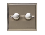M Marcus Electrical Elite Stepped Plate 2 Gang Dimmer Switches, Satin Nickel Dual Finish, 250 Watts OR 400 Watts - S05.972